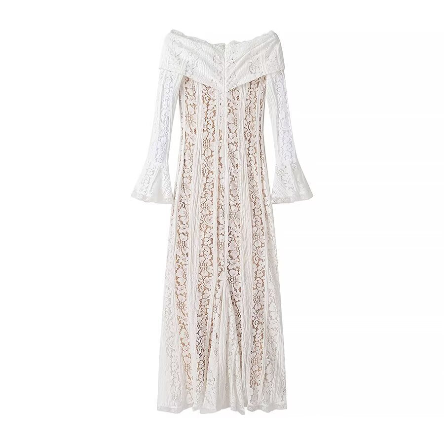 Dame spidskjole med off-shoulder design og eksklusive puffærmer Stilla