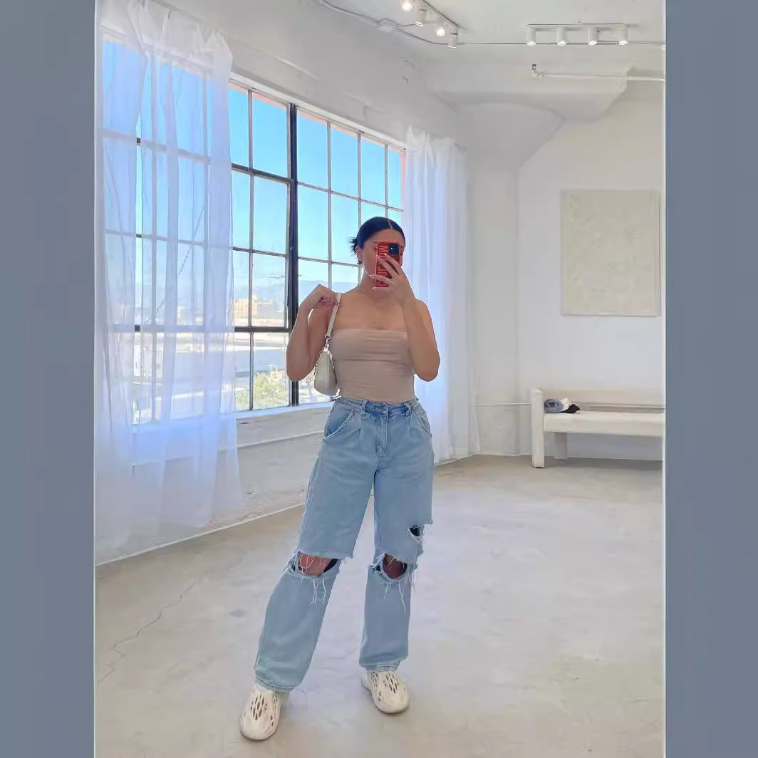 Kvinder Slidt Mom Jeans Stilla