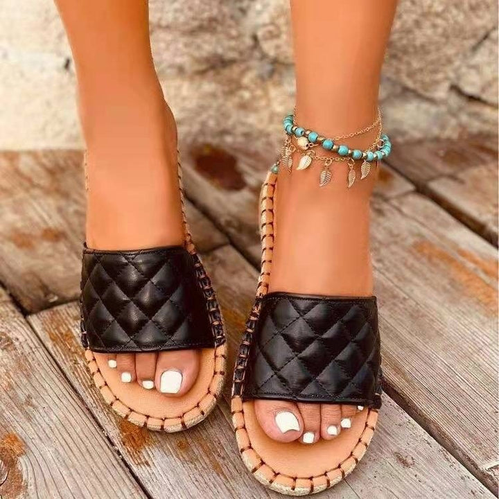 Dame Quiltet Slipper-Sandaler med anatomisk fodseng og skridsikker sål Stilla