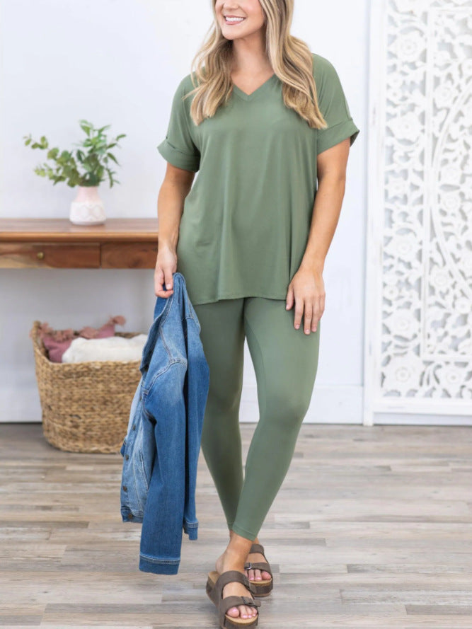Dame afslappet lounge-outfit med behageligt oversized top og alsidige leggings Stilla