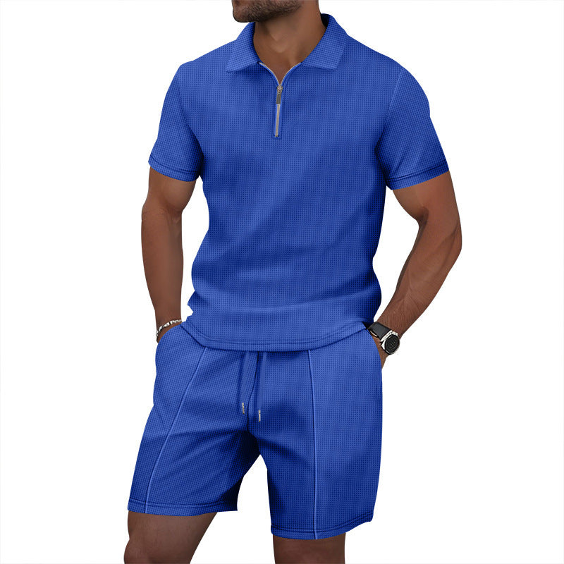 Herrer afslappet sportoutfit med standkrave og elastisk talje Stilla