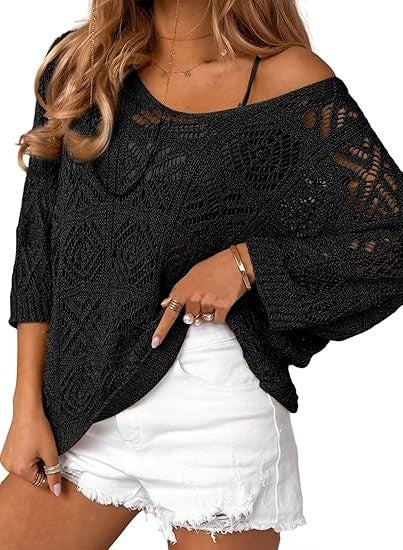 Dame strikpullover med åbent skulderdesign Stilla