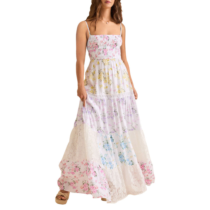 Dame Boho Maxikjole med elastisk top og spidse accenter Skovae