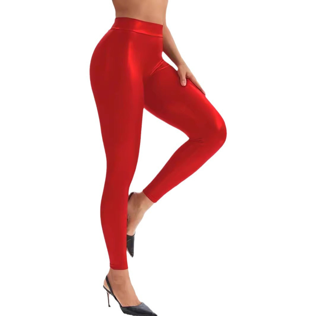 Dame leggings med shaping-effekt og dekorativ rynkning stil