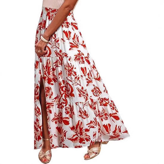 Kvinder Bohemian Floral Trin Kjole Maxi Nederdel Stilla