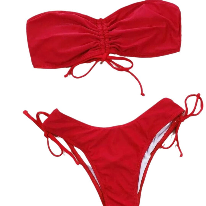 Dame Strapless Rynkning Bikini Sæt Stilla