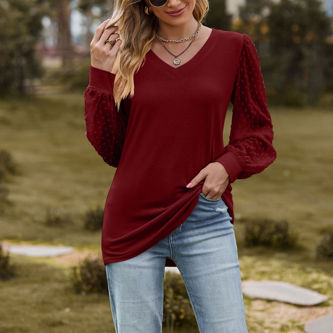 Damebluse med puffærmer og struktureret design Stilla