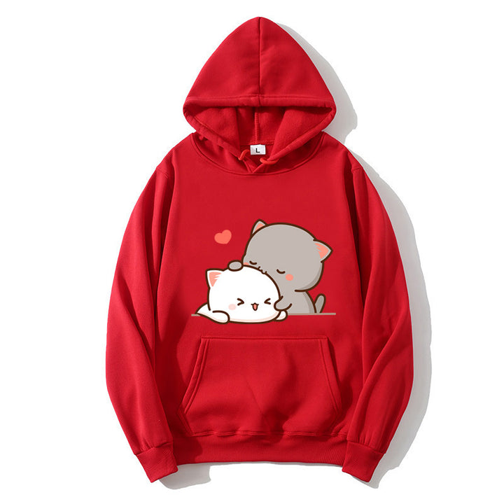 Kvinders hætte sweatshirt med sødt katte design Skovae