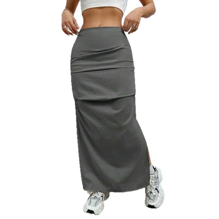 Dame Longskirt med sidelæg og elastisk talje Skovae