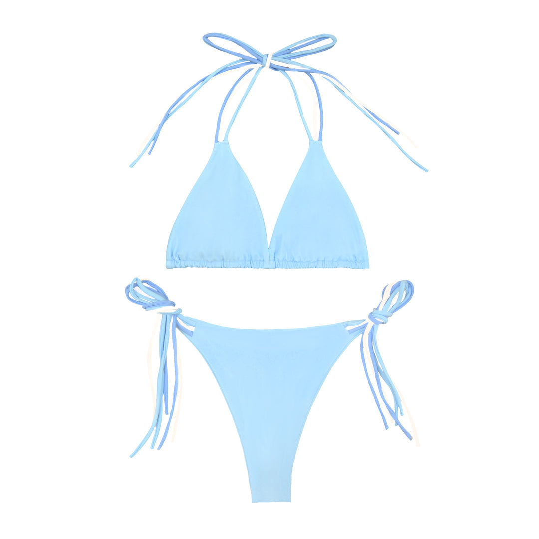 Dame Triangel-Bikini-Sæt med justerbare stropper og feminin ribstruktur Stilla