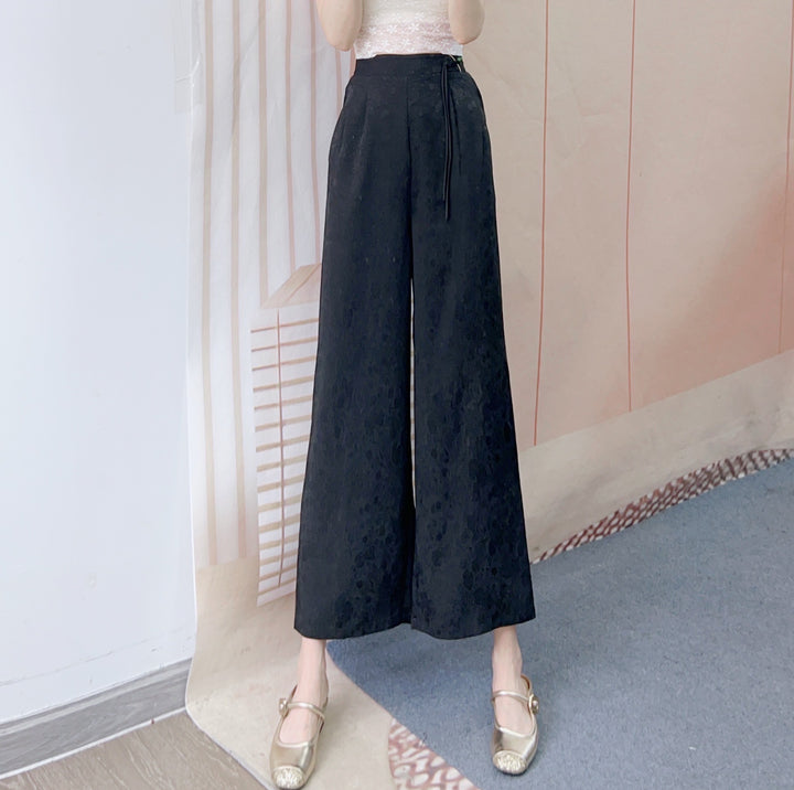 Dame bred culotte bukser med elegant høj talje design og praktiske lommer Stilla