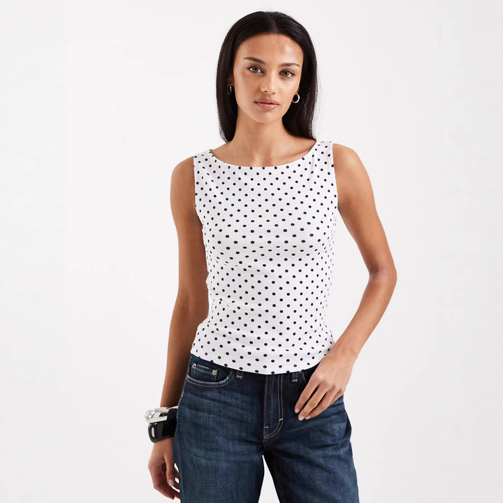 Dame tanktop med legende polka-dots mønster Skovae