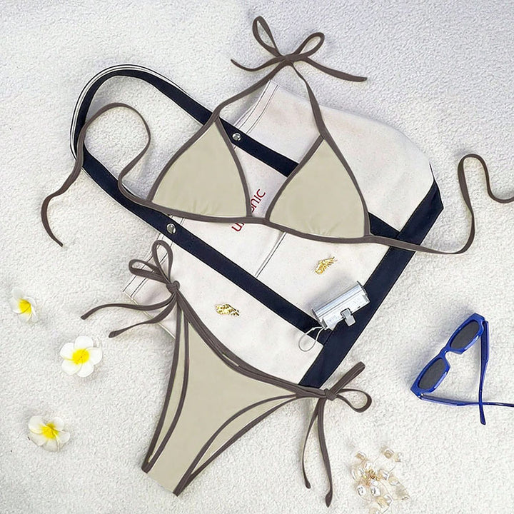Dame triangel-bikini med legende snore detaljer Skovae