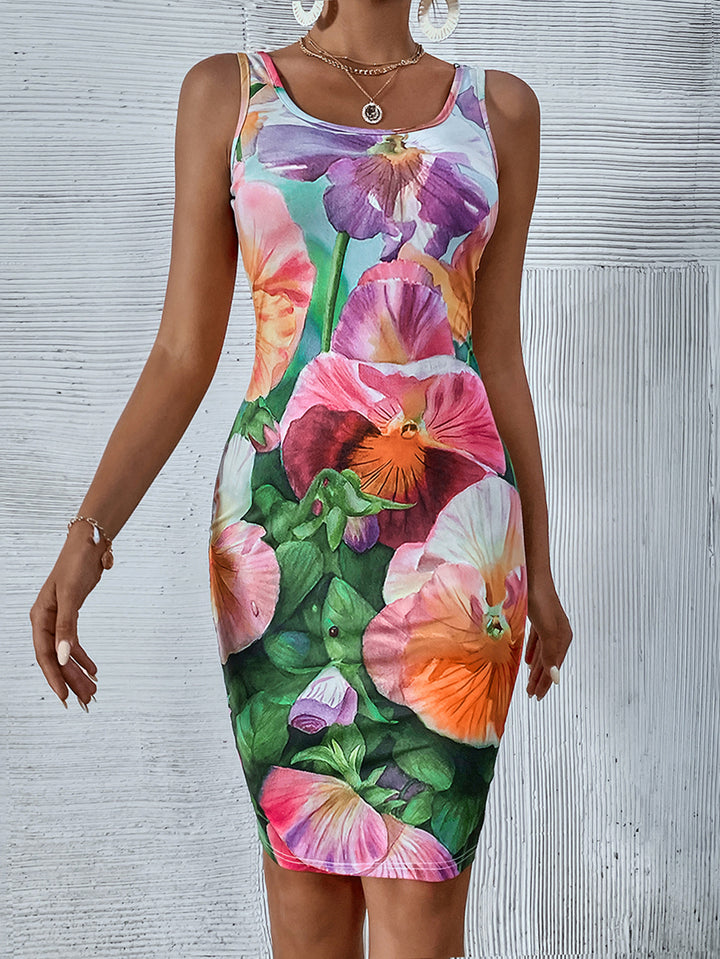 Femme Floral Bodycon Kjole Stilla
