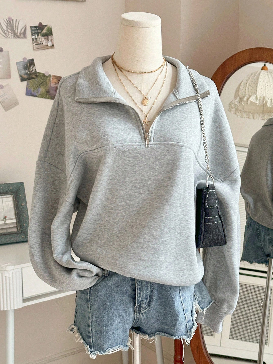 Dame sweatshirt med høj krave Skovae