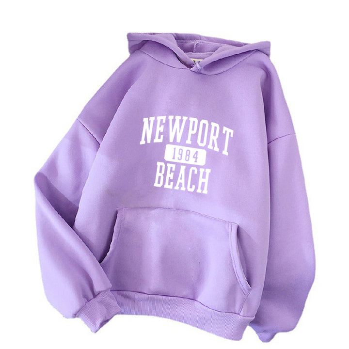 Kvindernes hættetrøje med nostalgisk Newport Beach skrift Skovae
