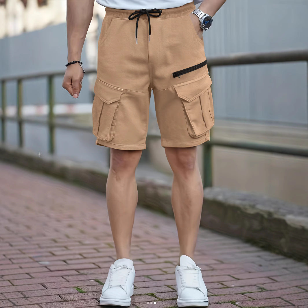 Herre Cargo-Style Utility-Shorts med Multifunktionslomme-design Stilla