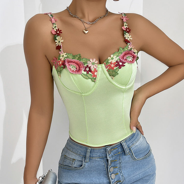 Dame Bustier med florale broderier og luksuriøs satin Stilla