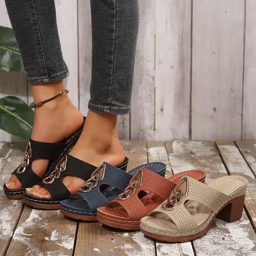 Dame Plateau-sandaler med moderne gennembrudsdesign og komfortabel blokhæl Stilla