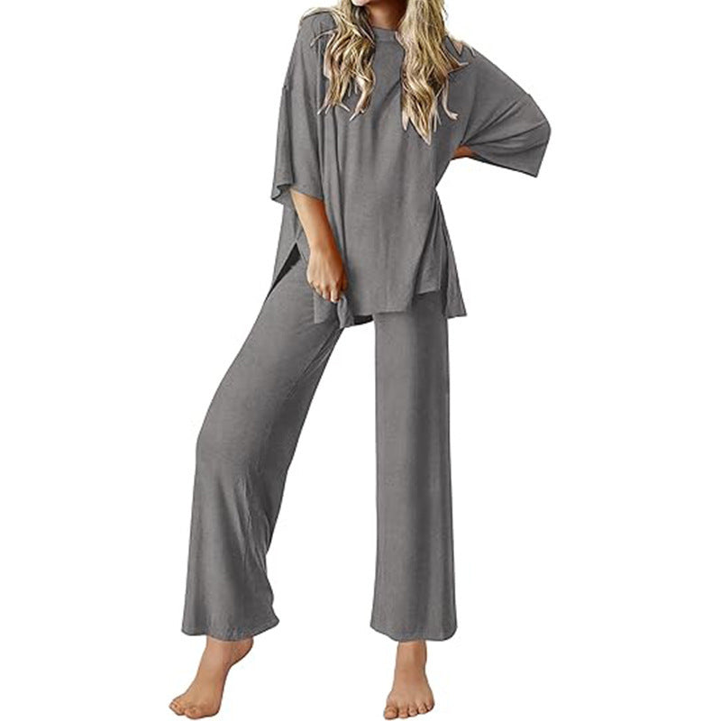 Dame Behagelig Pyjamas med Vid Skæring og Kort Ærme Stilla