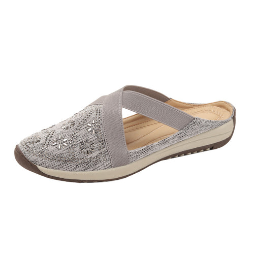 Dame slippers med modeapplikation og elastiske remme Stilla