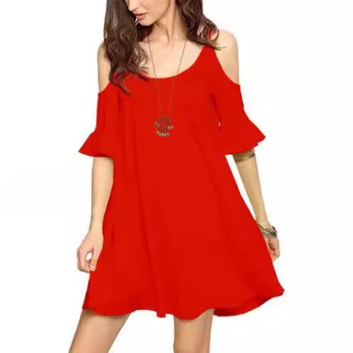 Dame Off-Shoulder Kjole med Ruffle Detaljer Stilla