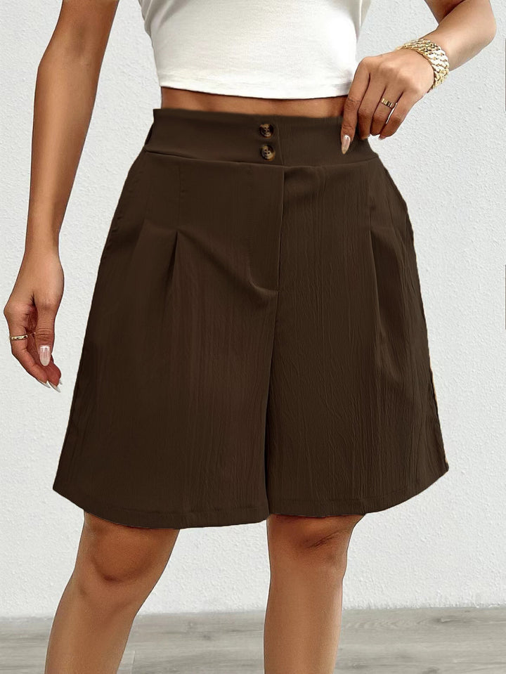 Damer casual shorts med høj talje og dekorative knapdetaljer Stilla