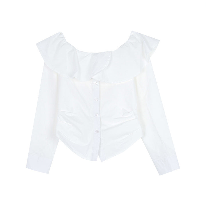 Dame Off-Shoulder Bluse med ruffle detaljer og tætsiddende snit Stilla