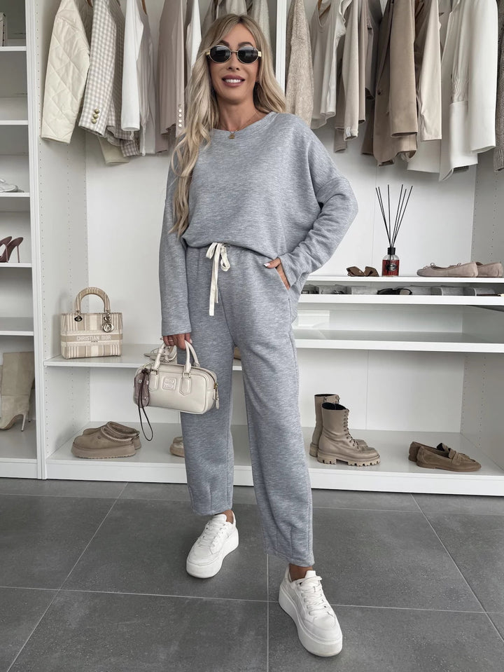 Kvinders loungewear sæt med komfortabel elastisk talje og moderne sweatshirt