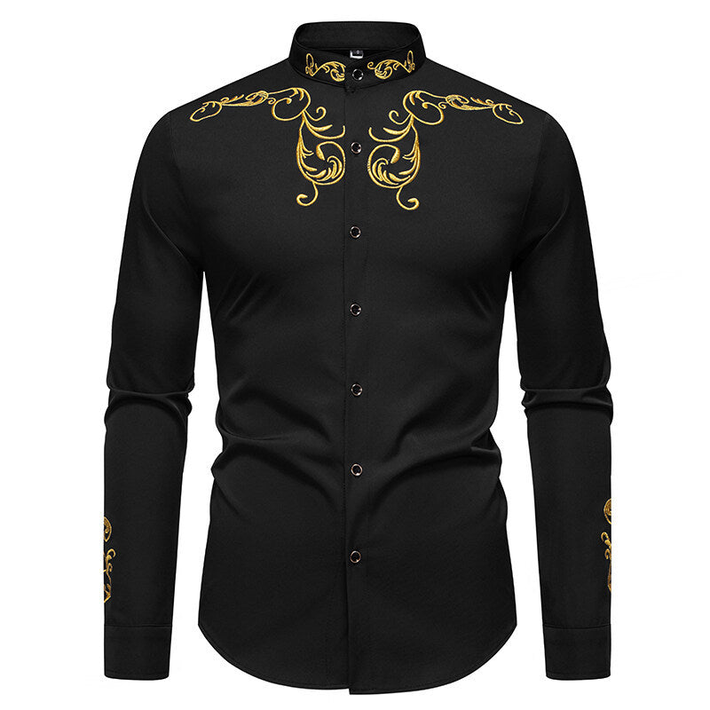 Herre Elegant Broderet Skjorte Stilla