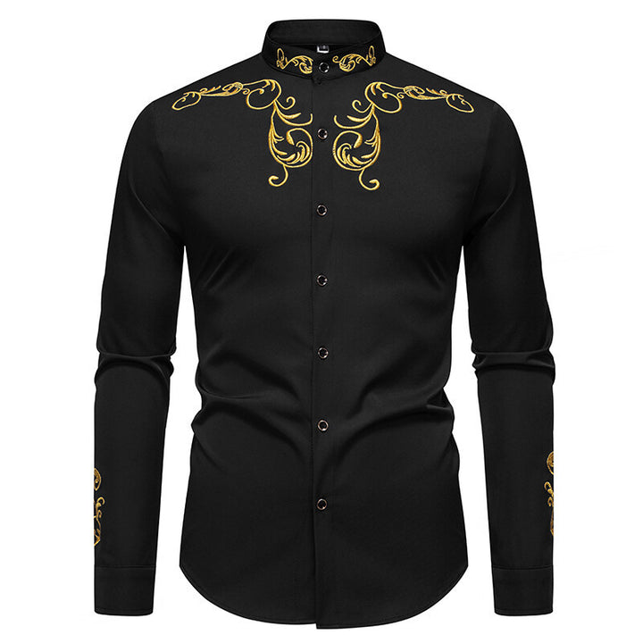 Herre Elegant Broderet Skjorte Stilla