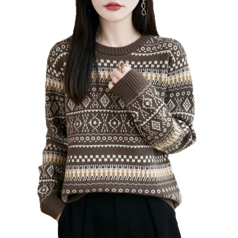 Damer Mønstret Strik Sweater Stilla