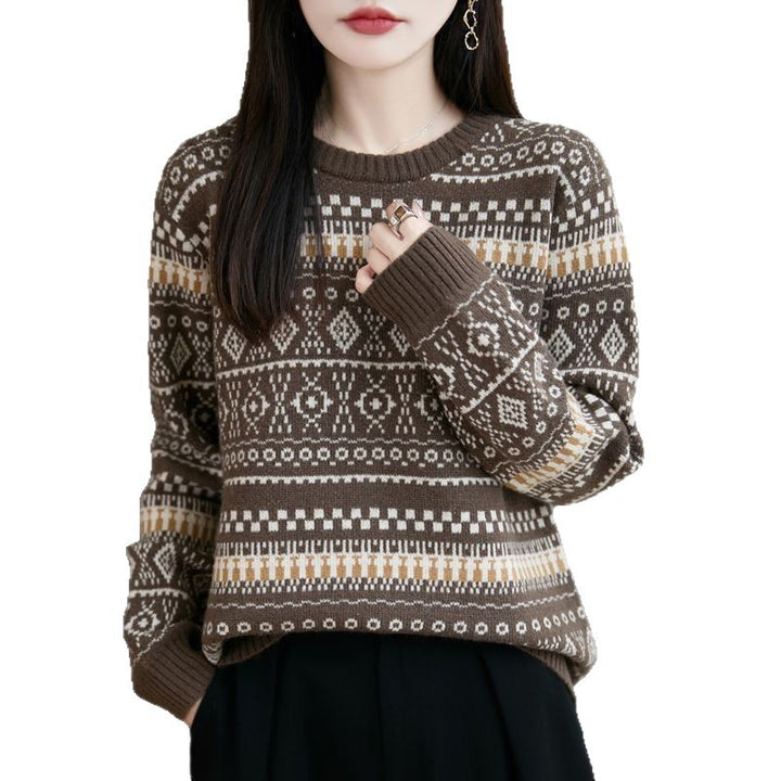 Damer Mønstret Strik Sweater Stilla