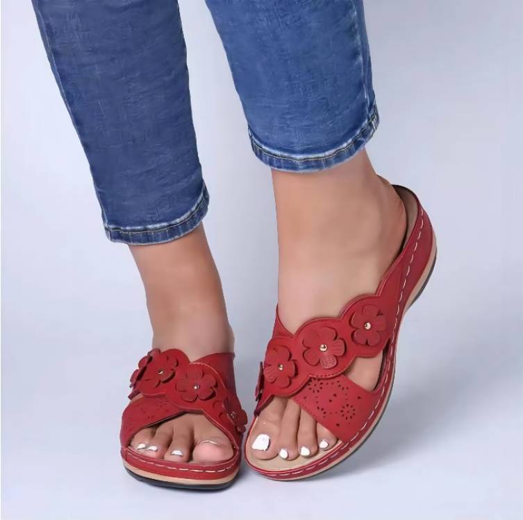 Dame Komfortable Sandaler med mode blomsterapplikationer Stilla