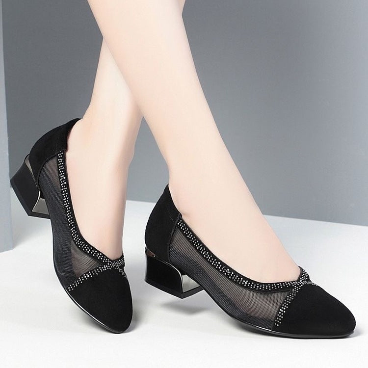 Dame elegante ballerinaer med transparente indsatser og glimmer-accents Stilla