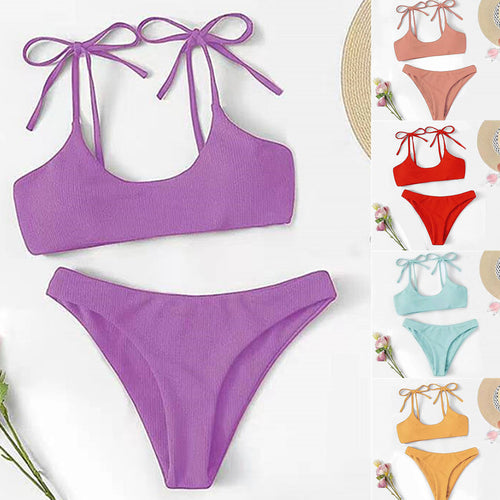 Kvinder Ribbet String-Bikini-Sæt Stilla