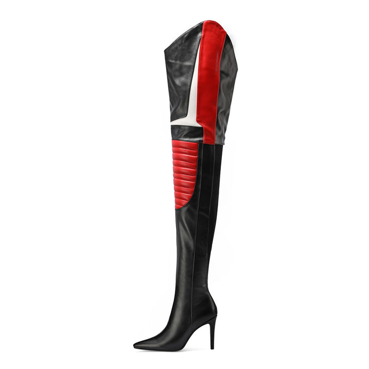 Dame Over-the-Knee Stiletto Støvler med dekorativt Color Block Design Stilla