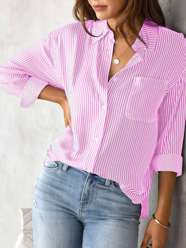 Dame afslappet elegant bluse med striber Stilla
