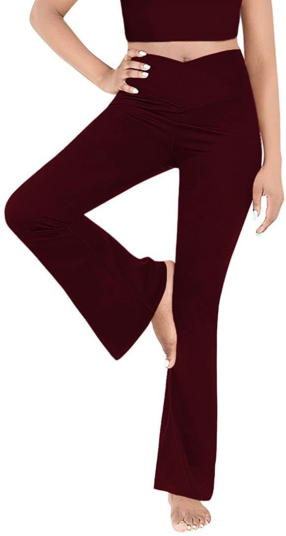 Dame afslappede Bootcut-leggings med høj talje og åndbart materiale Skovae