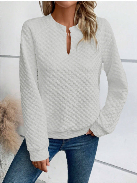 Kvinders sweatshirt med struktureret quiltet design og fashionskåret halsudskæring Stilla