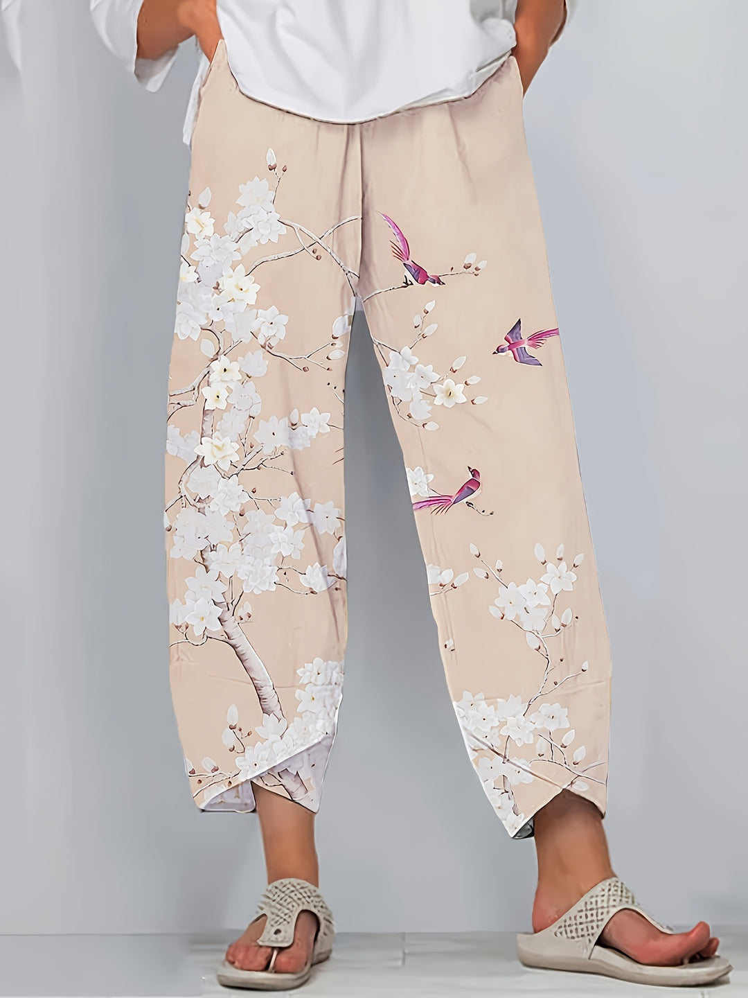 Dame Floral Print Bred Ben Bukser Stilla