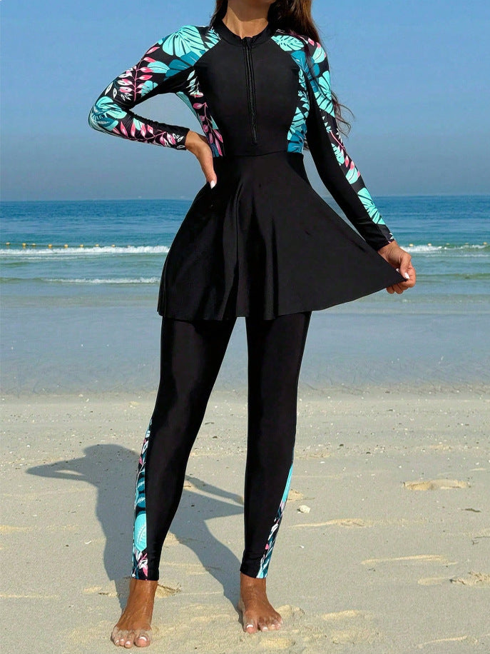 Dame Longsleeve Rashguard med Skirt Skovae