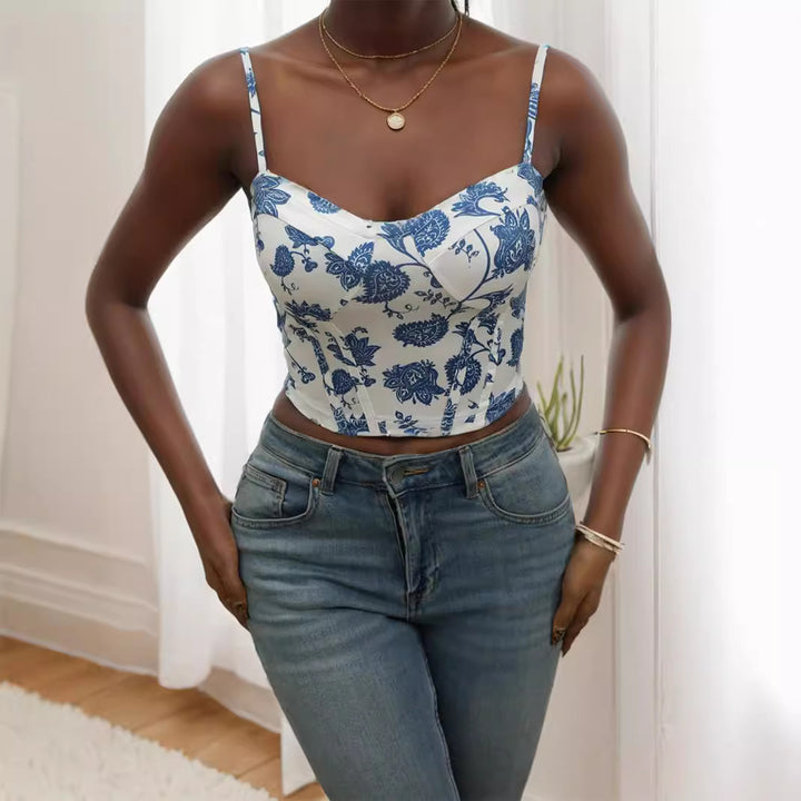 Dame blomster mønster cropped top Skovae