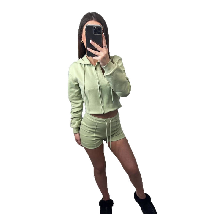 Kvinders sporty crop top og shorts sæt Skovae