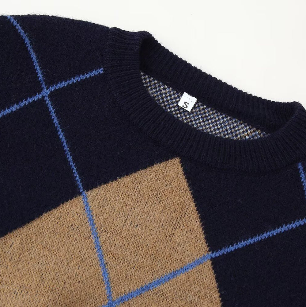 Dame modet sweater med elegant diamantmønster Stilla