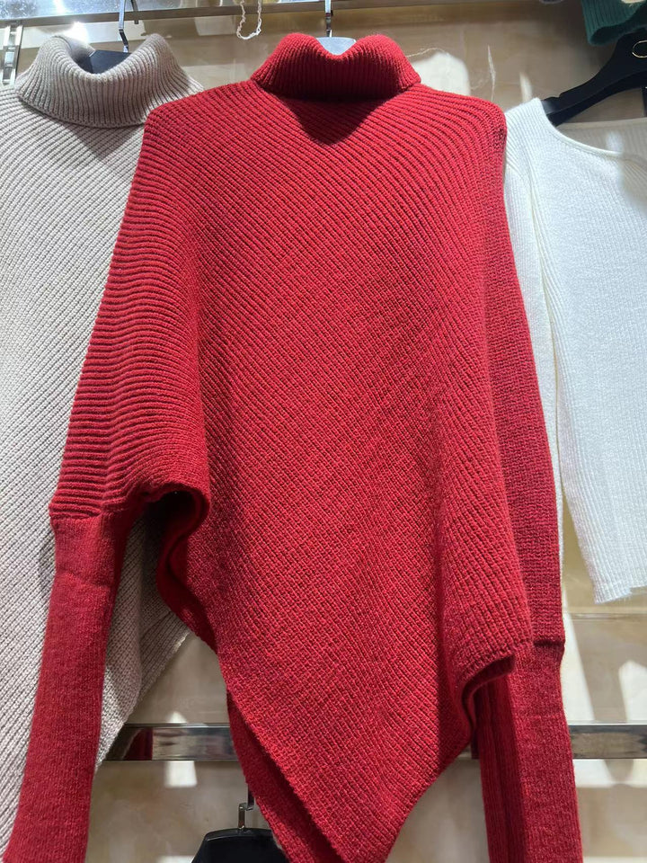 Femme Høj-Hals Overstørrelse Strik Poncho Stilla