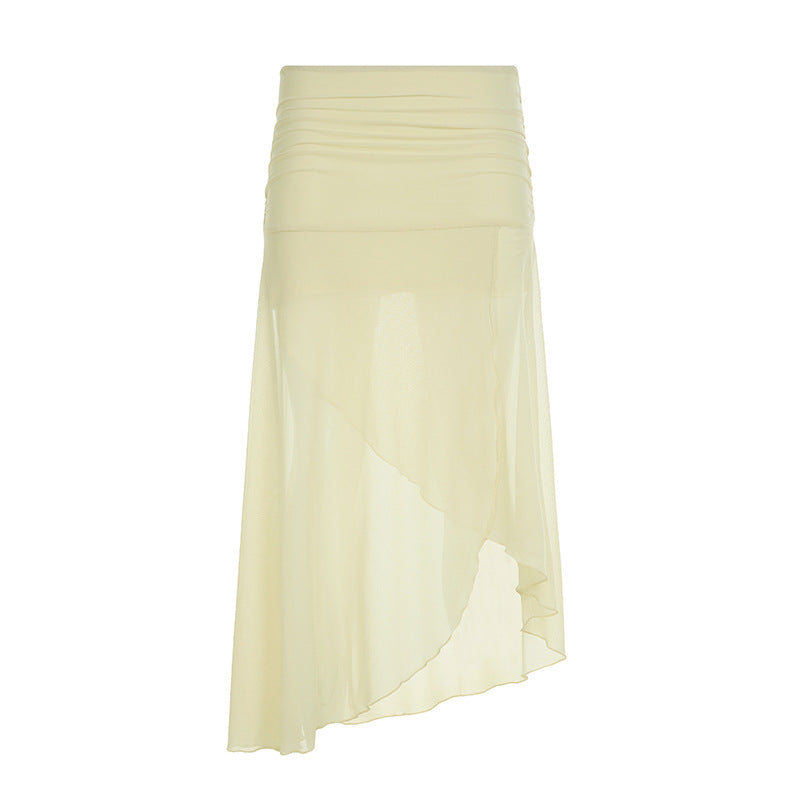 Damer elegant Maxi-kjole med asymmetrisk snit og floralt designelement Skovae