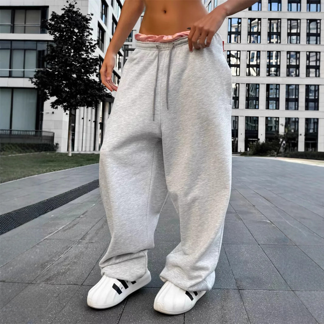 Dame casual sweatpants med høj talje og praktiske lommer