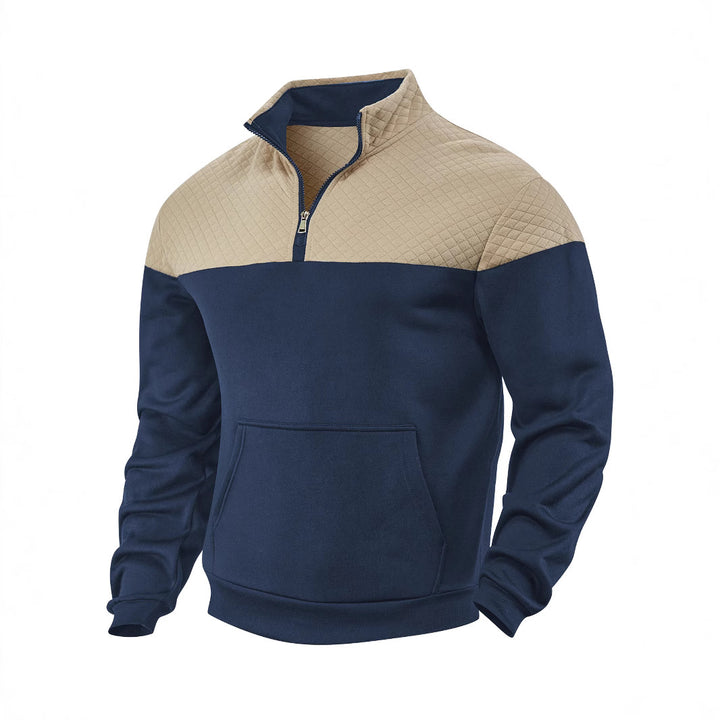 Herrer quilted pullover med praktiske lommer og innovativ lynlås Stilla