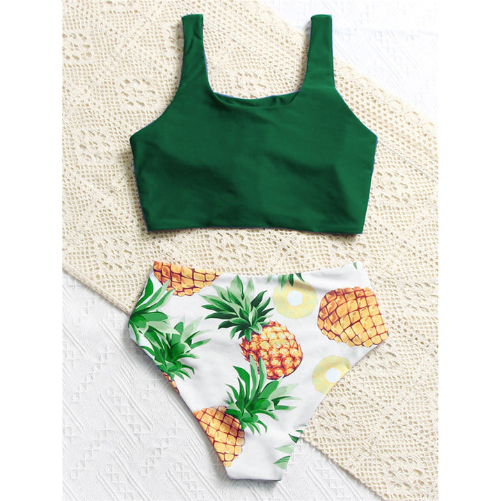 Dame bikini sæt med knudeformet top og høj talje Skovae